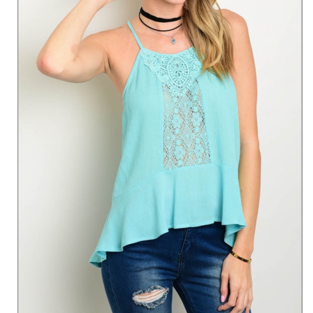 Sale Spaghetti strap top with lace insert